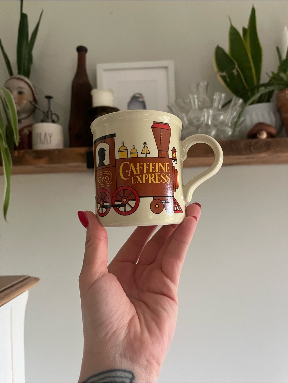 Vintage Caffeine Express stoneware Coffee Mug